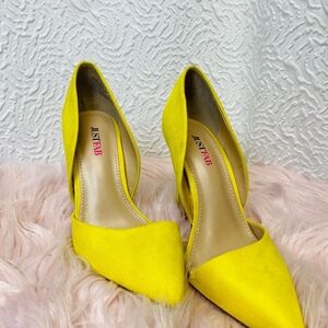 JustFab Yellow Heels Sleek Minimalist Design